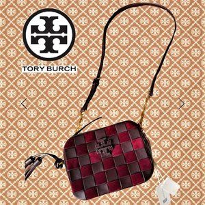 Tory Burch McGraw Woven Leather Camera Bag